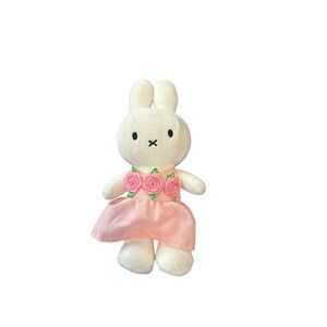 Nijntje Miffy Soft Plush Toy With Pink Roses Dress Floral Bunny 10" Htf Cut Tag